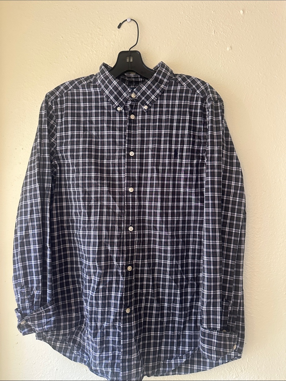 Polo by Ralph Lauren Navy and Green Plaid Button-Down Shirt EUC
